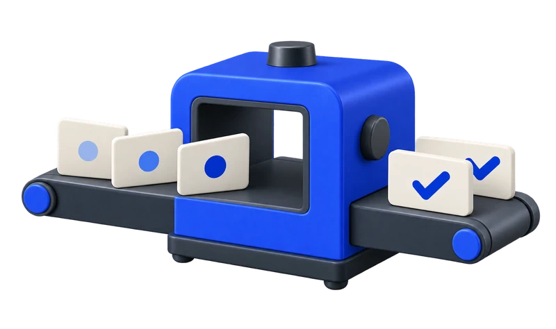 Blue sorter organises incoming request cards